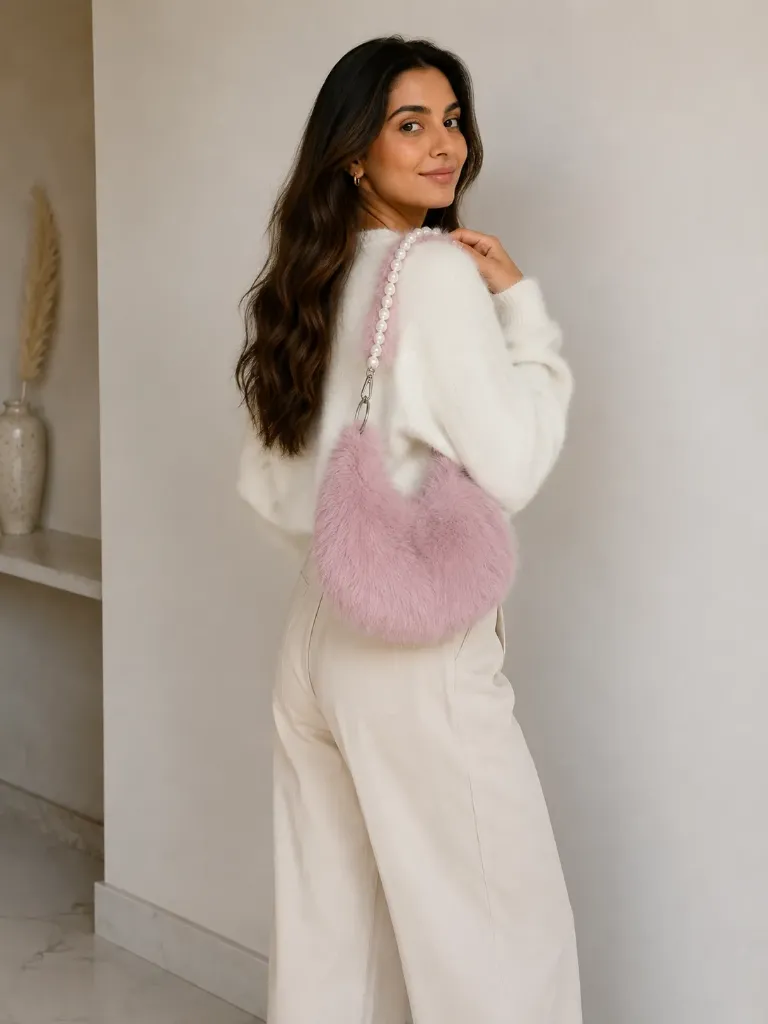[pinkfur] Luxe Pearl Fur Bag (Pink)