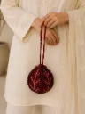 Ruby Leaf Beaded Potli Bag