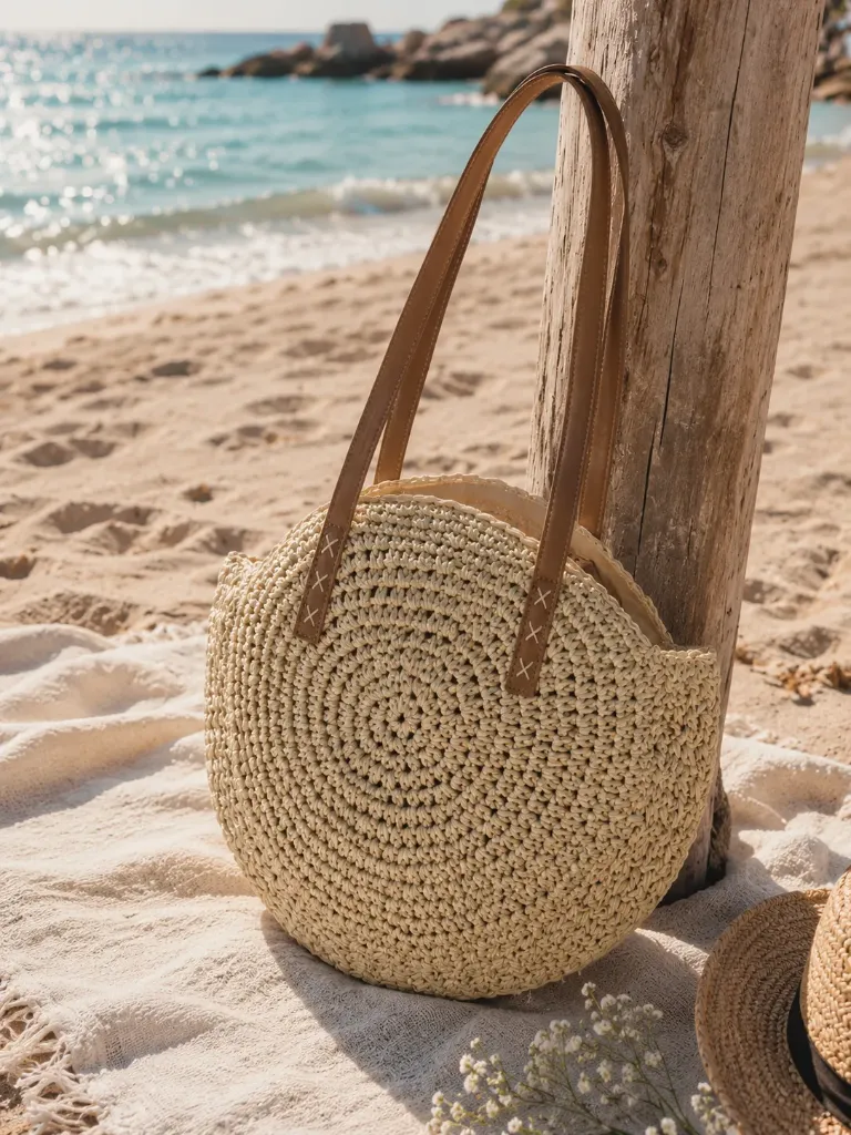 [juteround] Boho Crochet Beach Tote