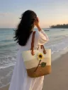 Sunflower Crochet Straw Tote Bag